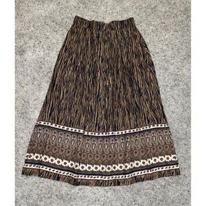 SAG HARBOR Animal Zebra Paisley Print Midi Skirt Boho Hippie Coastal Beach SMALL